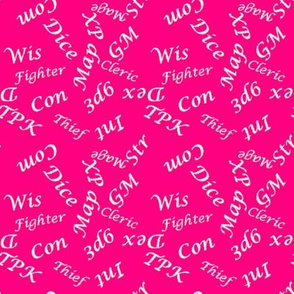 White Gamer Terms Large Scale Bubblegum Pink bg by Shari Lynn's Stitches