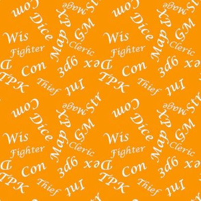 White Gamer Terms Large Scale Cheddar Orange bg by Shari Lynn's Stitches