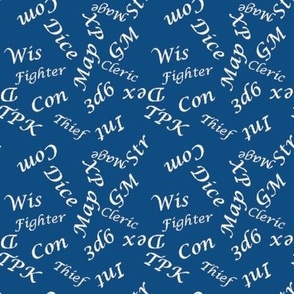 White Gamer Terms Large Scale Classic Blue bg by Shari Lynn's Stitches