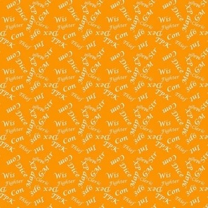 White Gamer Terms Small Scale Cheddar Orange bg by Shari Lynn's Stitches