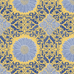 Napoleonic Fleurons & Anthemia Arabesque ~  Rococo Gold and Willow Ware Blue and White 