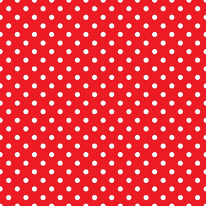 Small scale • Red and white polka dots