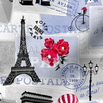 Vintage Mail from Paris - red-blue
