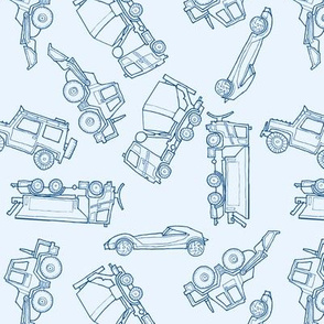 illustrated vehicles toss - blue