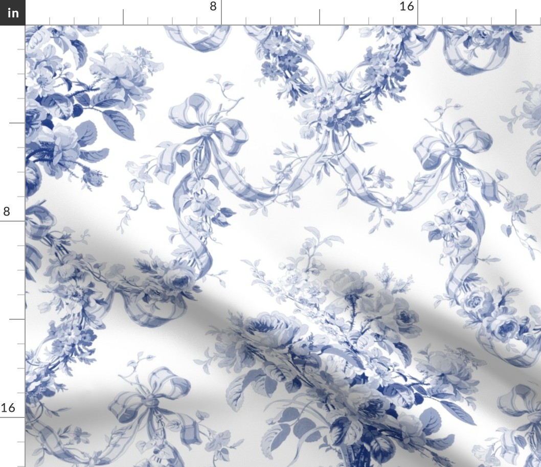 Queen Alexandra Floral Damask ~ Willow Ware Blue and White 
