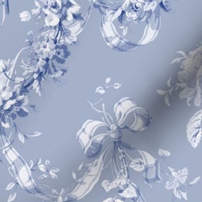 Queen Alexandra Floral Damask ~  Willow Ware Blue and White on Henriette 