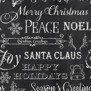 Christmas Typography Chalk on Chalkboard -large scale