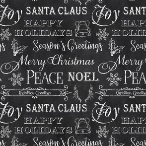 Christmas Typography Chalk on Chalkboard -medium scale