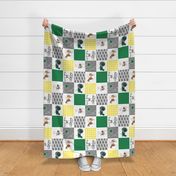 Love you to the Farm & Back//Green & Yellow - Wholecloth Cheater Quilt - Rotated