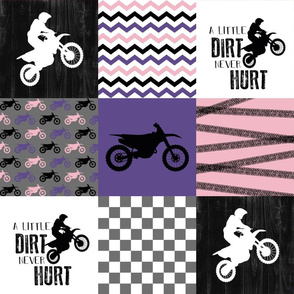 Motocross//A little dirt never hurt//Purple&Pink - Wholecloth Cheater Quilt