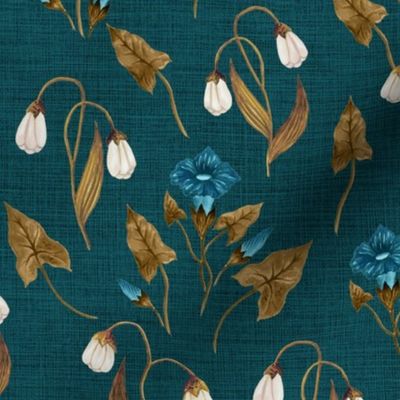 Lily & Morning Glory Dark Teal // large