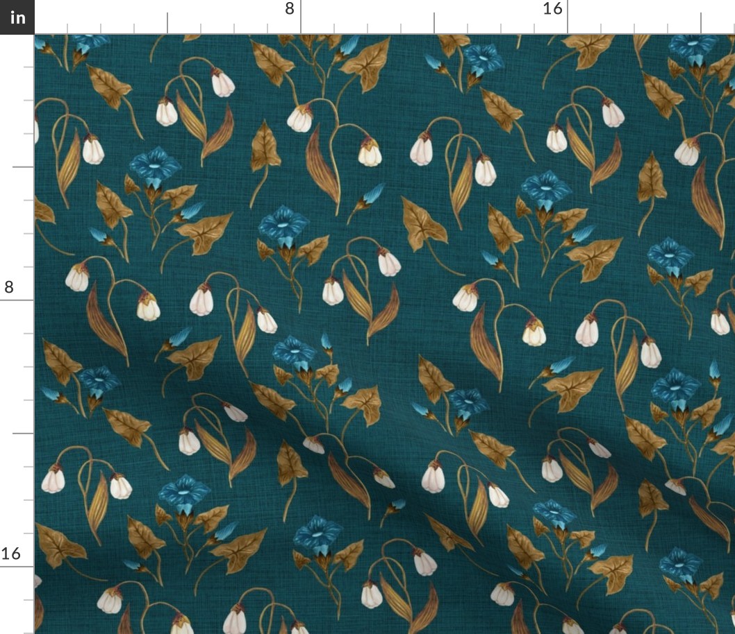 Lily & Morning Glory Dark Teal // large