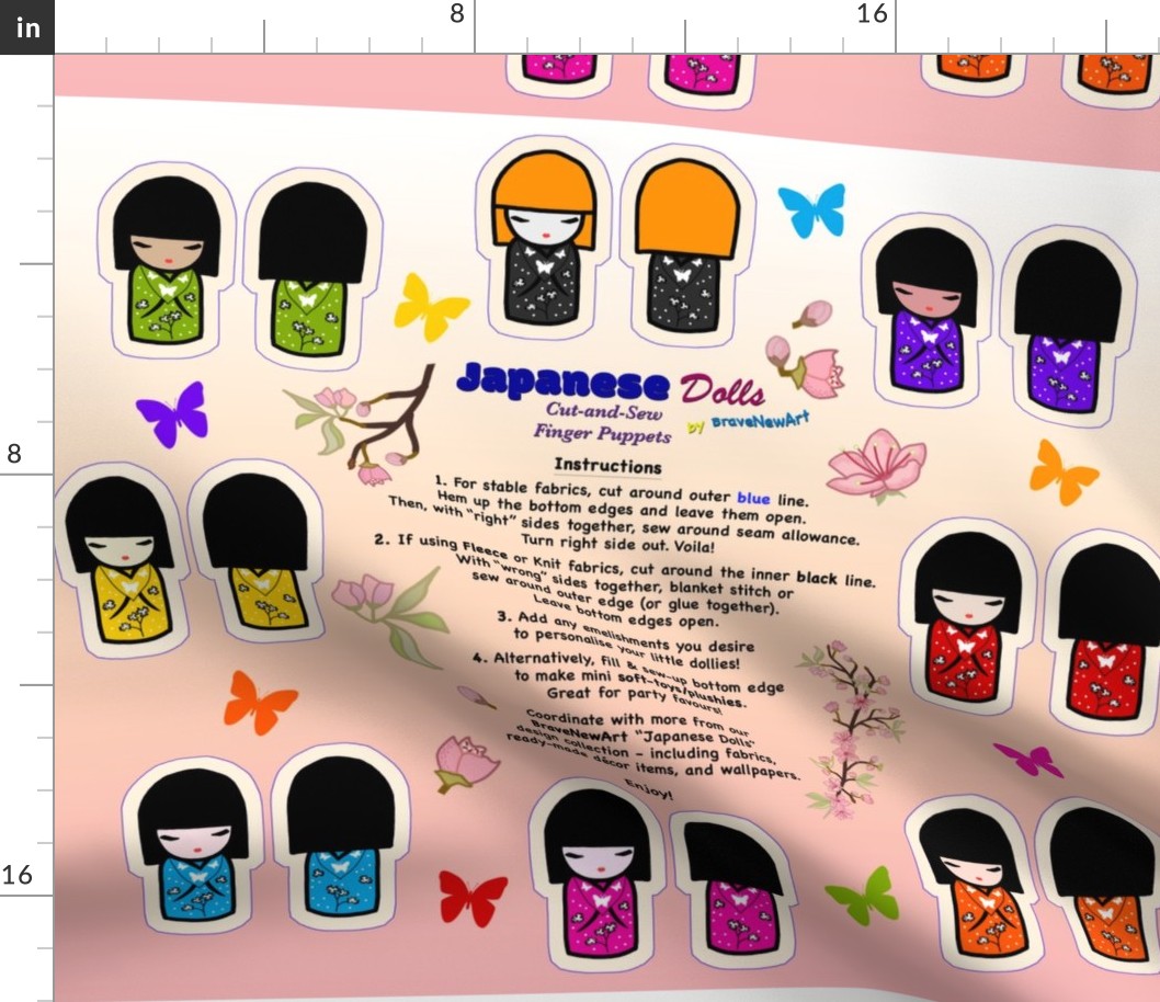 Japanese Dolls - finger puppets patterns - traditional