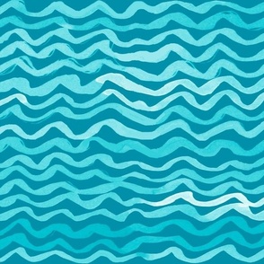 Beach Nautical artistic Waves turquoise and white