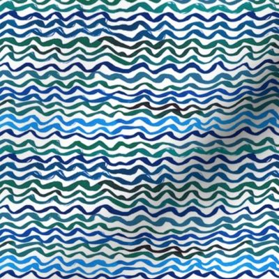 Beach Nautical artistic Waves navy teal blue white 