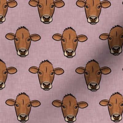 Brown Cows - farm themed - Angus on mauve  - LAD20