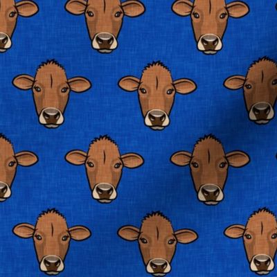 Brown Cows - farm themed - Angus on blue  - LAD20