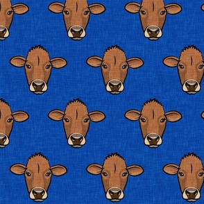 Brown Cows - farm themed - Angus on blue  - LAD20