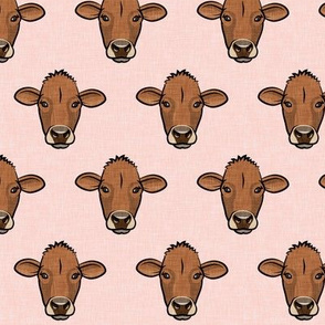 Brown Cows - farm themed - Angus on pink  - LAD20