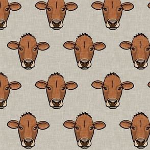 Brown Cows - farm themed - Angus on beige  - LAD20