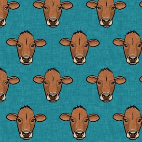Brown Cows - farm themed - Angus on teal  - LAD20