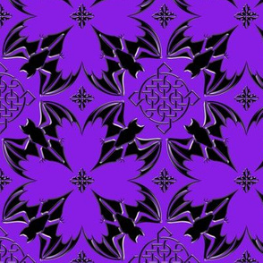 Chillingham Haunted Castle Celtic Bats Halloween, Purple (Small)