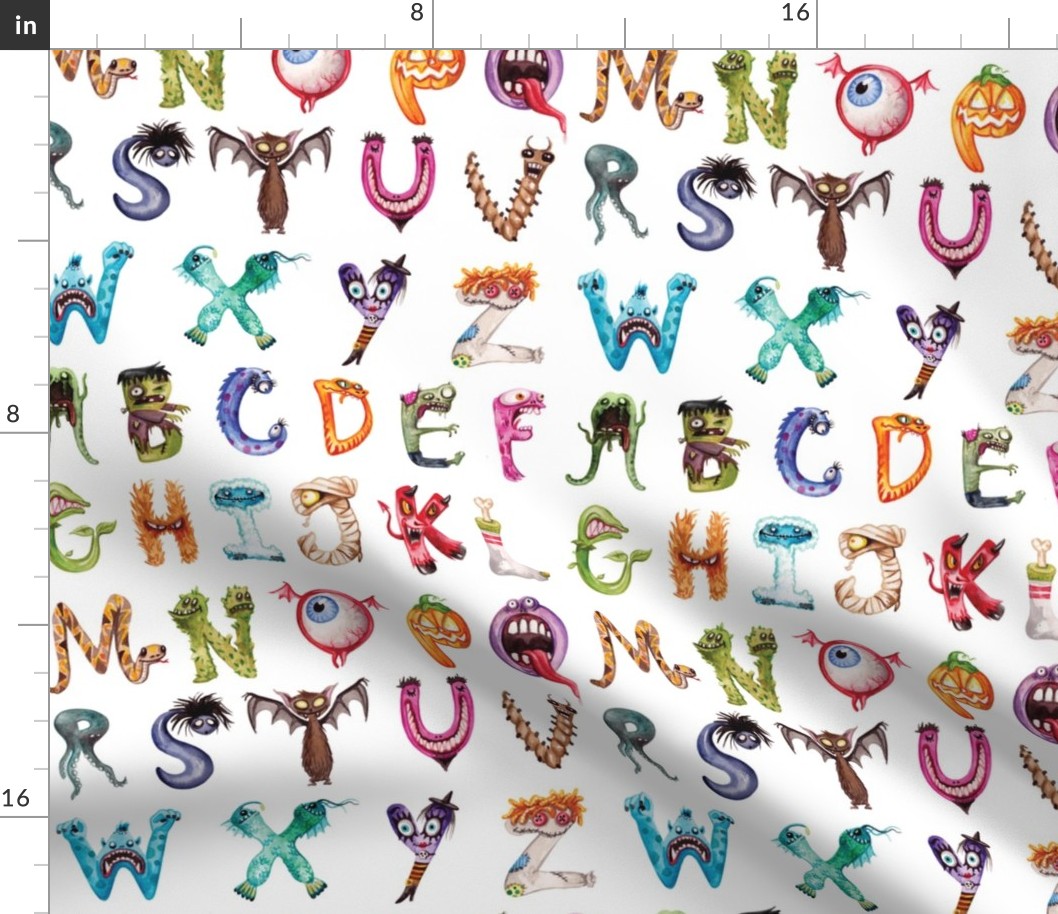 monster alphabet Fabric | Spoonflower