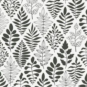leafy argyle - black and white