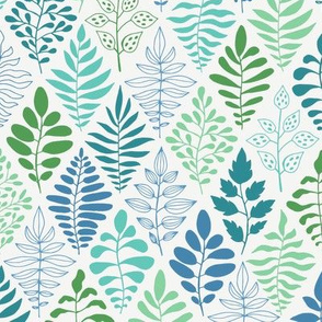 leafy argyle - multi color - green and blue