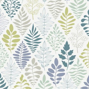 leafy argyle - multi color - muted green and blue