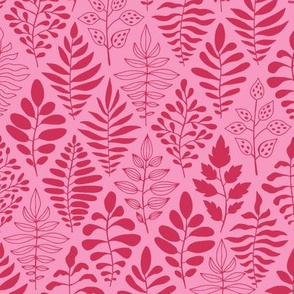 leafy argyle - pink and red