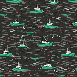 Harbor Boats dark grey green small