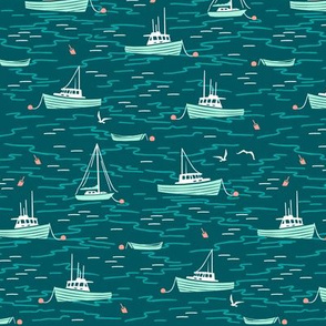 Harbor Boats teal mint small
