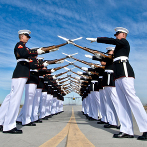 70-23 silent drill platoon during flight practice at Marine Corps Air Station
