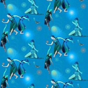 Small Size Blue Green Modern Dance