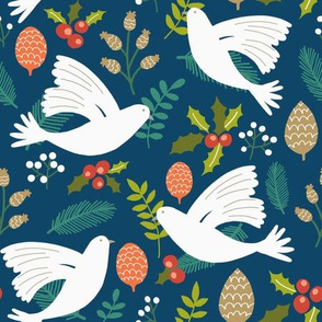 Holiday Doves with Berries