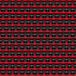 Spaceship Houndstooth - Red and Grey on Black - Tiny