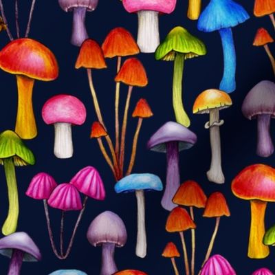 Colorful Mushrooms in Bright, Happy Hues