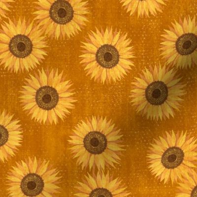 Textured Country Sunflowers on Orange