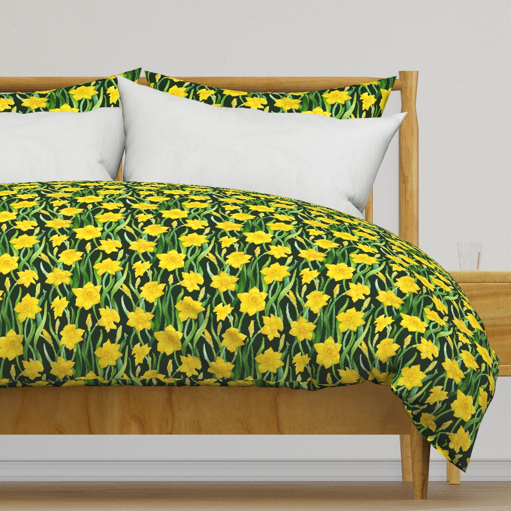 Daffodils on Dark Green