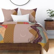 rotated 36x54 blanket: layered mountain // spice no. 2, coral gold, dusty rose, medallion, laurel x, sunset, 26-13 x