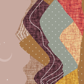 rotated 36x54 blanket: layered mountain // spice no. 2, coral gold, dusty rose, medallion, laurel x, sunset, 26-13 x