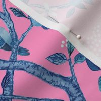 CITRUS GROVE TOILE BLUES ON PINK