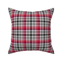 Black and White with Shades of Red Asymmetrical Plaid