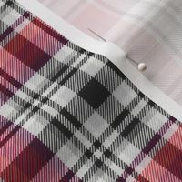 Black and White with Shades of Red Asymmetrical Plaid