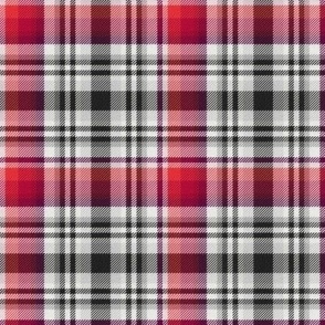 Black and White with Shades of Red Asymmetrical Plaid