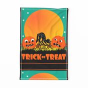 Scaredy Cat and Jacks ~ Tea Towel or Halloween Treat Bag Panel