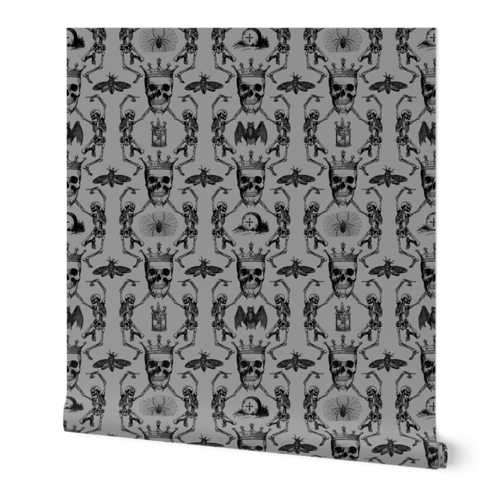 Dancing with Death | Dancing Skeletons | Gothic Halloween | Black and Grey | Gray