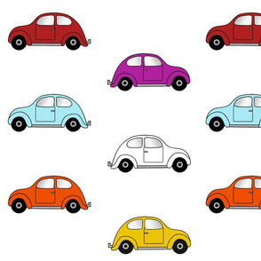 Retro Beetle Bug cars scattered 