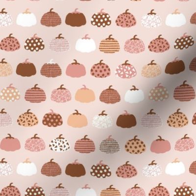 Sweet rows of pumpkins garden halloween and autumn fruit design nursery peach pink pale rust SMALL